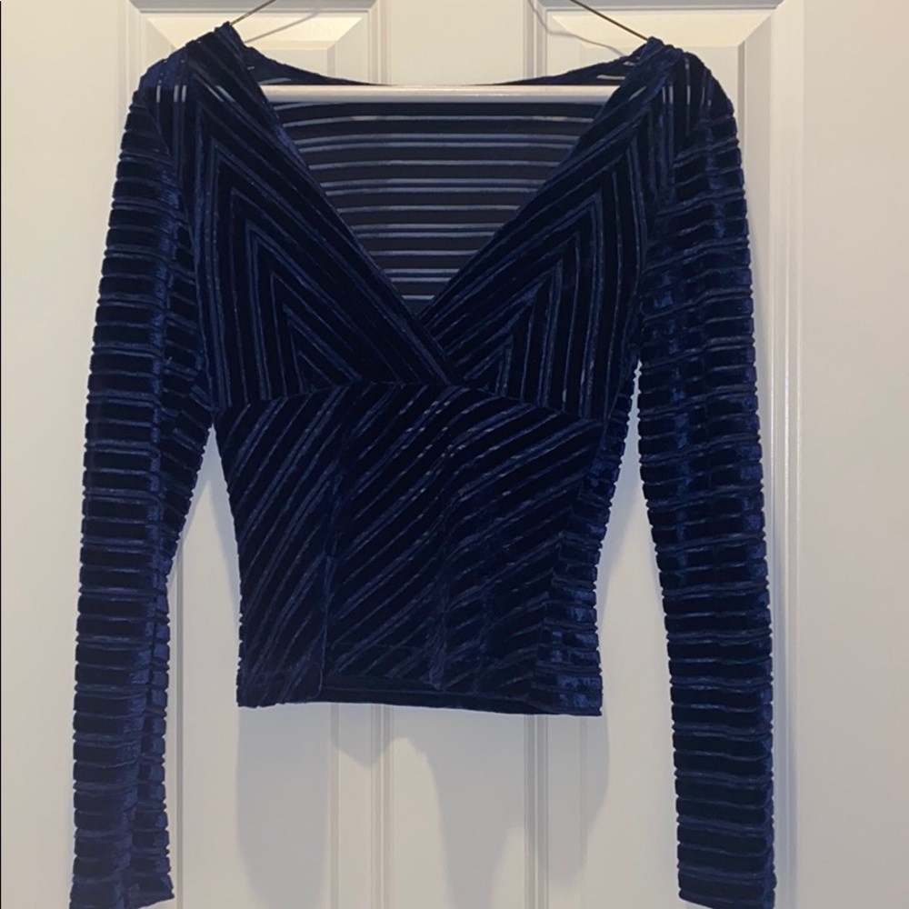 Area Code blue velvet shirt